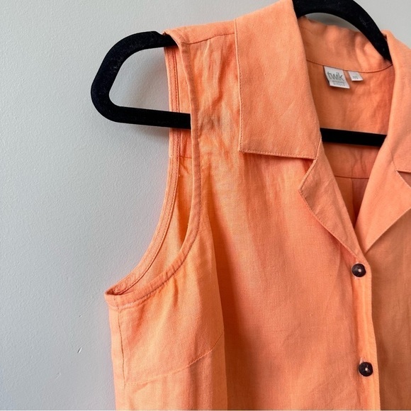 TWIK-LINEN Blend Tie Front Sleeveless Top (Small) - Picture 6 of 8